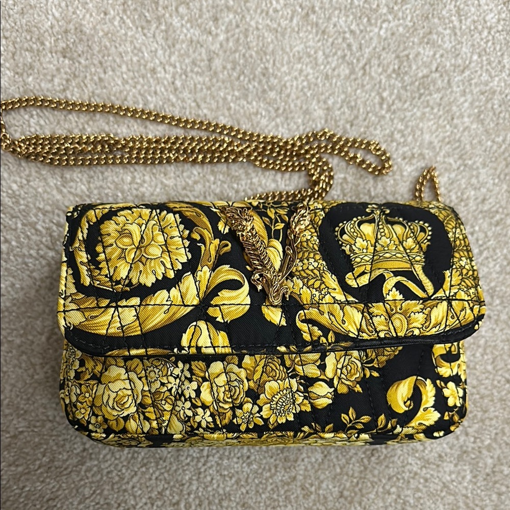 Versace Virtus Barocco Silk Mini Chain Bag